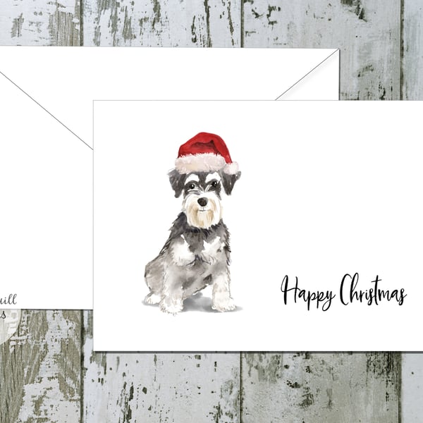 Miniature Schnauzer Dog Folded Christmas Cards - pack of 6 - personalised