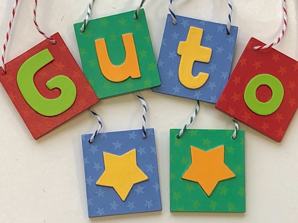 Personalised name bunting in red, blue and green. Any Name!
