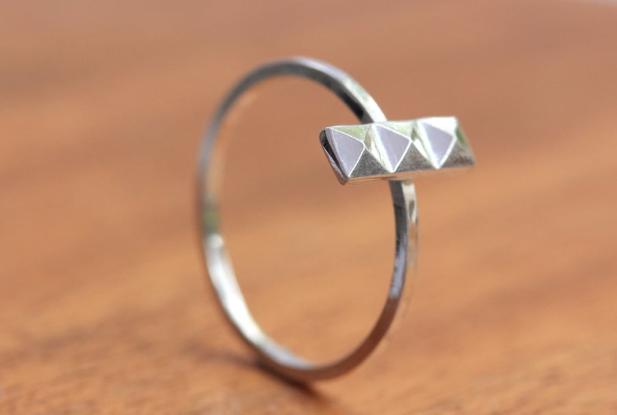 Silver Stacking Ring - Silver Pyramid Ring - Sterling Silver Ring