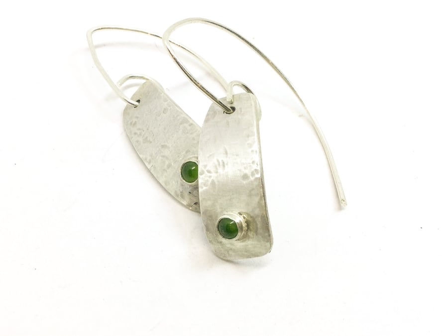Handmade Sterling Silver Nephrite Jade Earrings FREE SHIPPING
