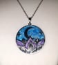 Moon and lotus flower necklace