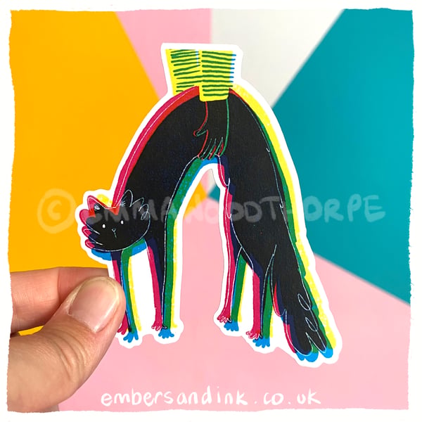 CMYK Pick-Up Cat Paper Sticker