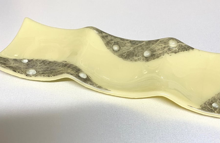Leaf tray  dish in fused glass- seconds sunday 