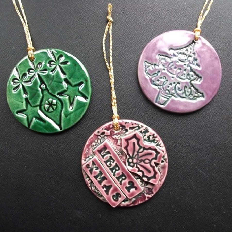 Ceramic Christmas decorations set of three