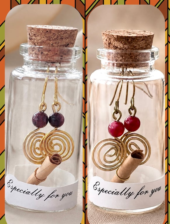 Gemstone Swirl Earrings in a Bottle