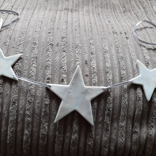 Handmade ceramic porcelain stars hanging decoration