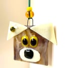 Little brown dog glass suncatcher