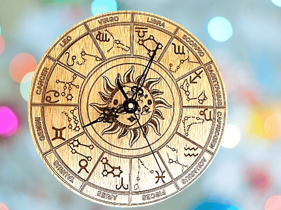 Astrology Clock Highlighting the Zodiac's Ethereal Beauty