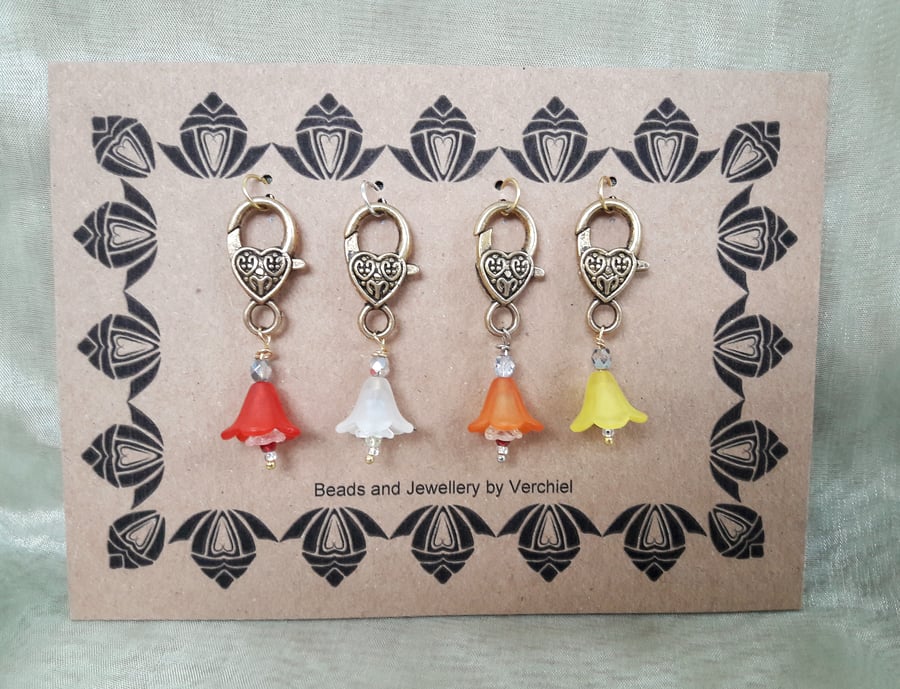 Set of 4 Flower Crochet Knit Stitch Markers