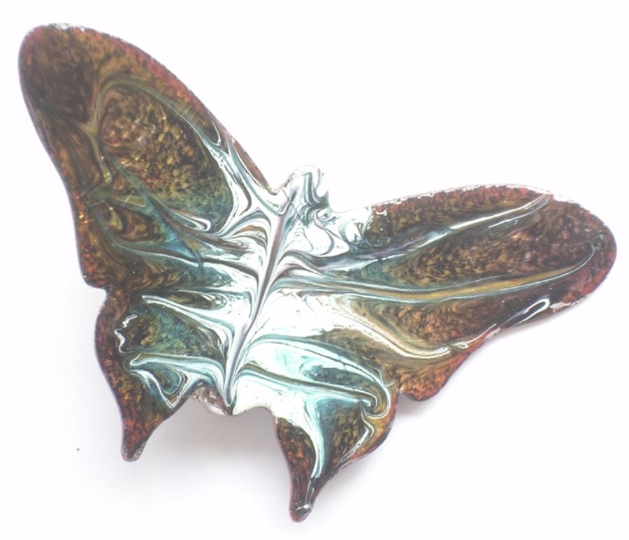 large buttterfly - scrolled white and green