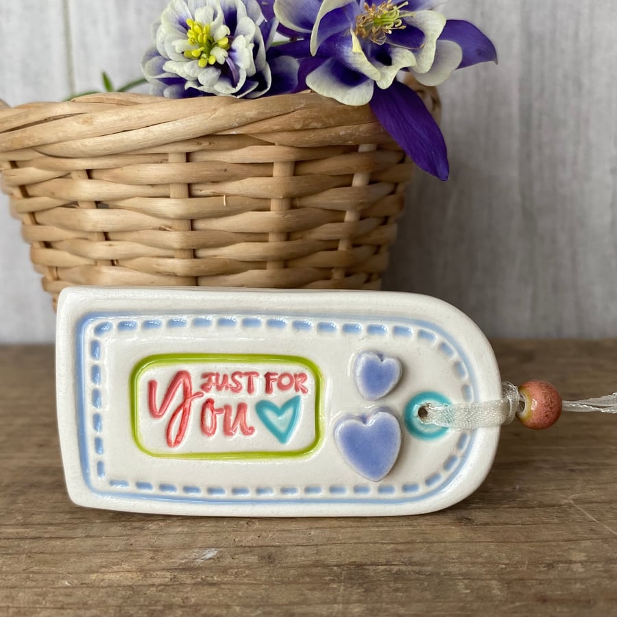 Small Ceramic loveheart gift tag decoration