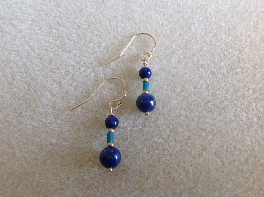 Lapis Lazuli 14k Gold filled drop earrings