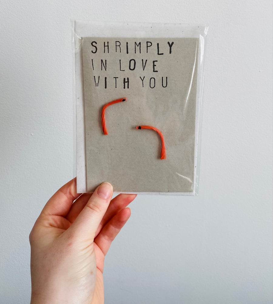 Beach Waste Greetings Card A6 - Shrimply in Love with You