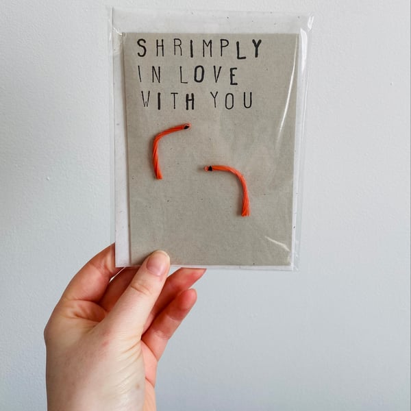 Beach Waste Greetings Card A6 - Shrimply in Love with You
