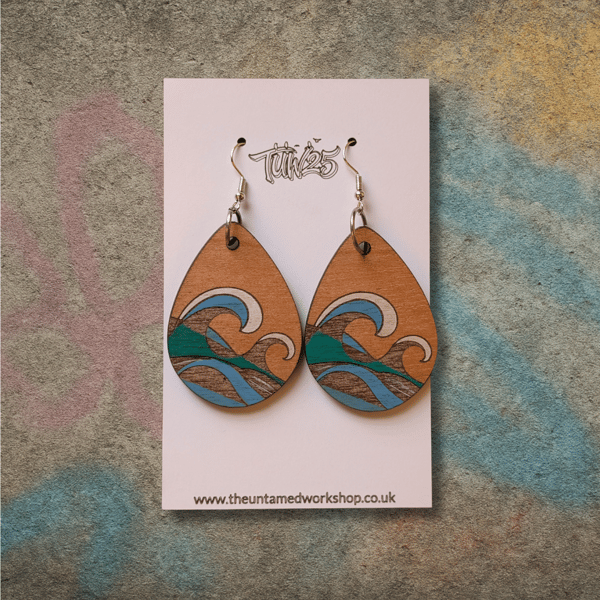 Wooden Wave Earrings