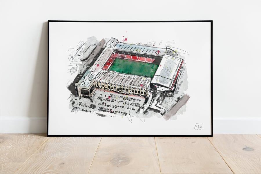 Sheffield United Bramall Lane, Sheffield illustration, Drawing, Watercolour