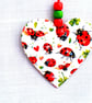 Ladybird decoupaged wooden heart wall hanging
