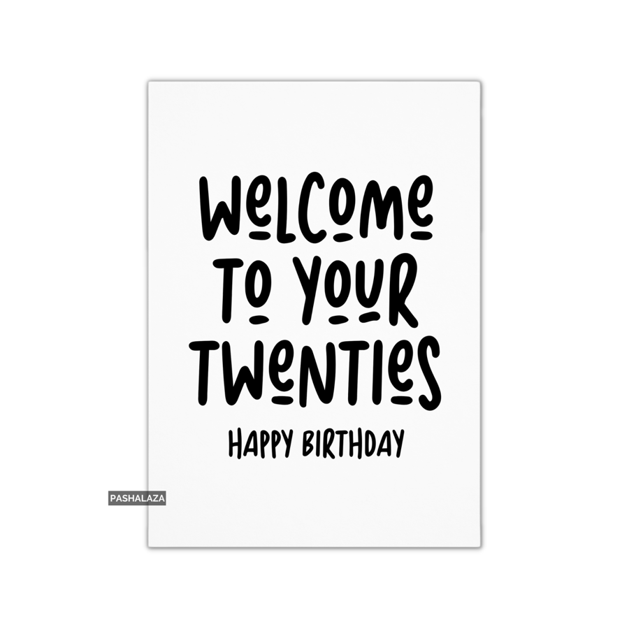 Funny 20th Birthday Card - Novelty Age Card - Welcome
