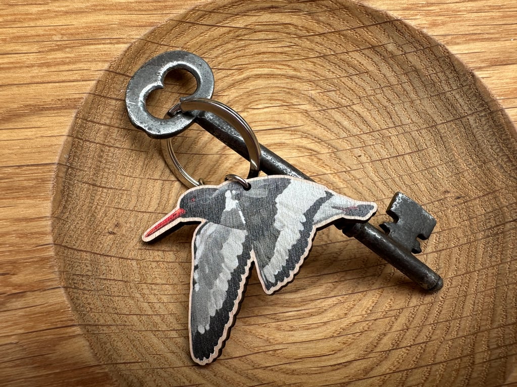Flying Oystercatcher Wooden Keyring