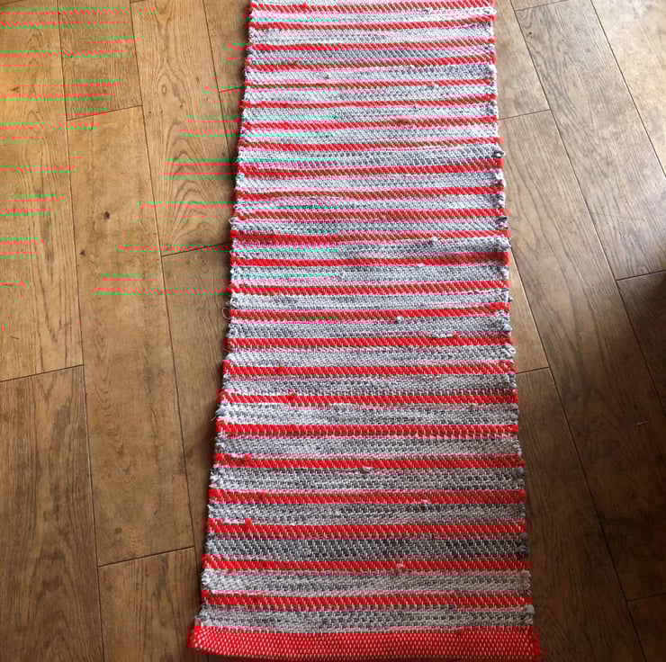 Grey and Red Stripe Rag Rug Table Runner Folksy