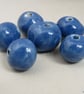 6 Medium Ice Blue Glazed Clay Beads - Image 2