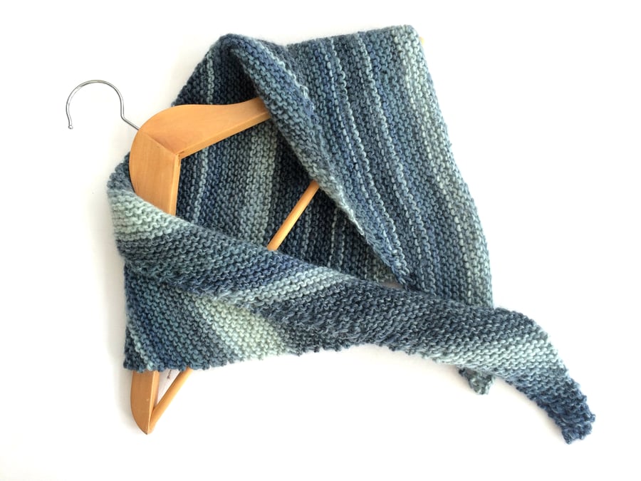 Blue striped asymmetrical chunky scarf