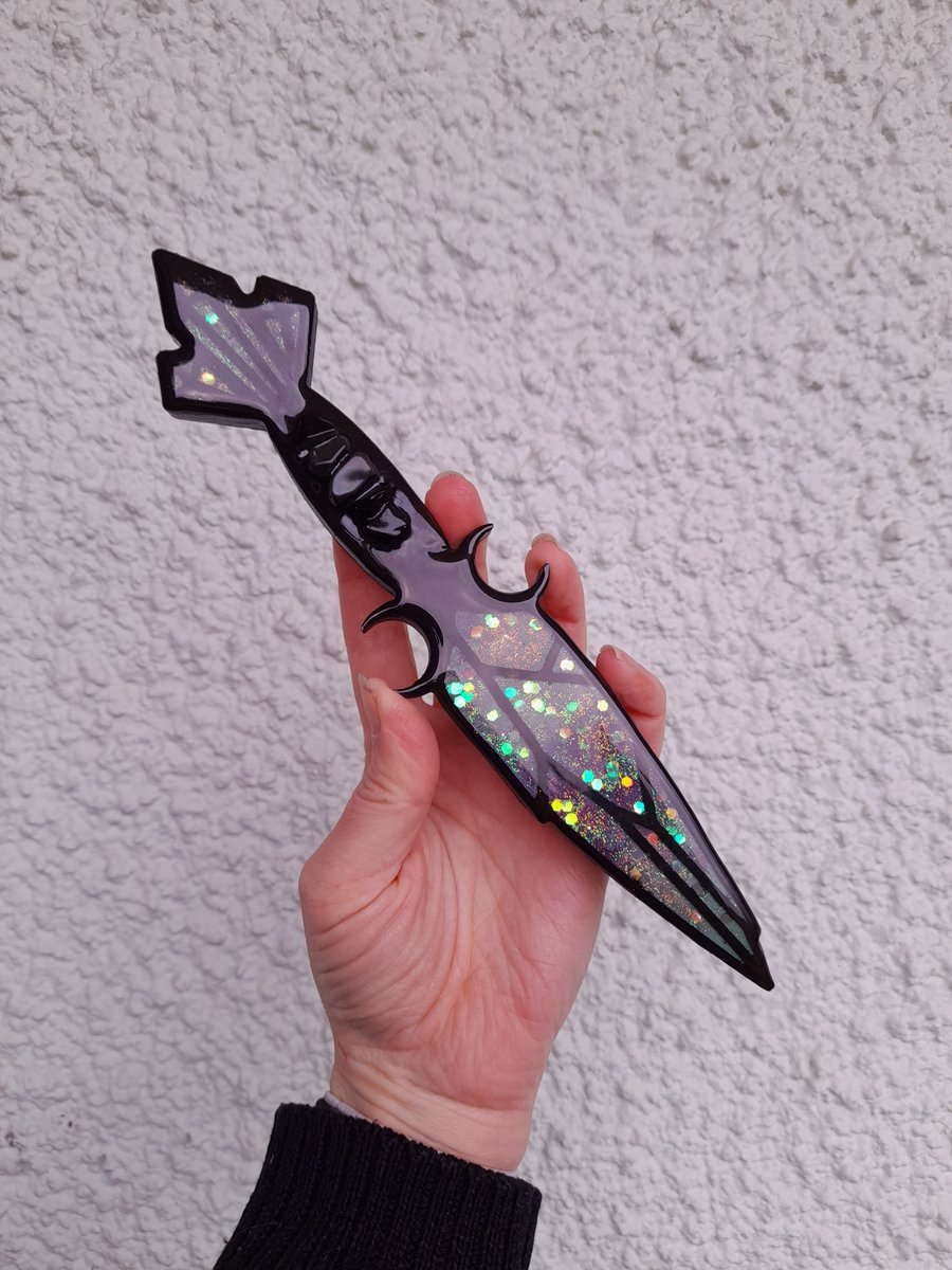 Decorative Symbolic Obsidian Crystal Resin Athame Dagger