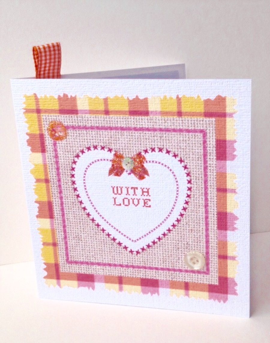 SALE Greeting Card,With Love,Handmade Card,Can Be Personanlised.