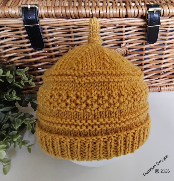 Designer Baby Beanie Merino Wool Hat 3-9 months size 