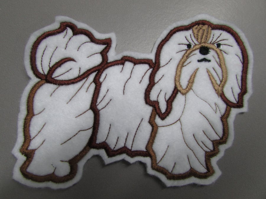 Shih Tzu Dog Embroidered Sew on Applique Patch