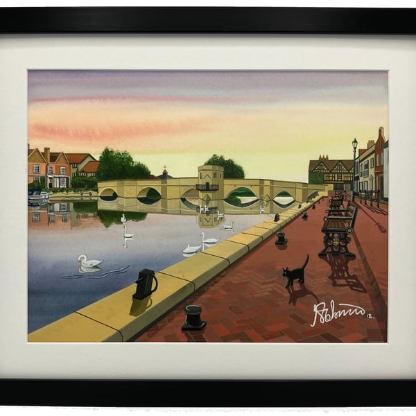 St Ives Bridge & Chapel, Rural Landscape Framed & Unframed Fine Art Print Gift