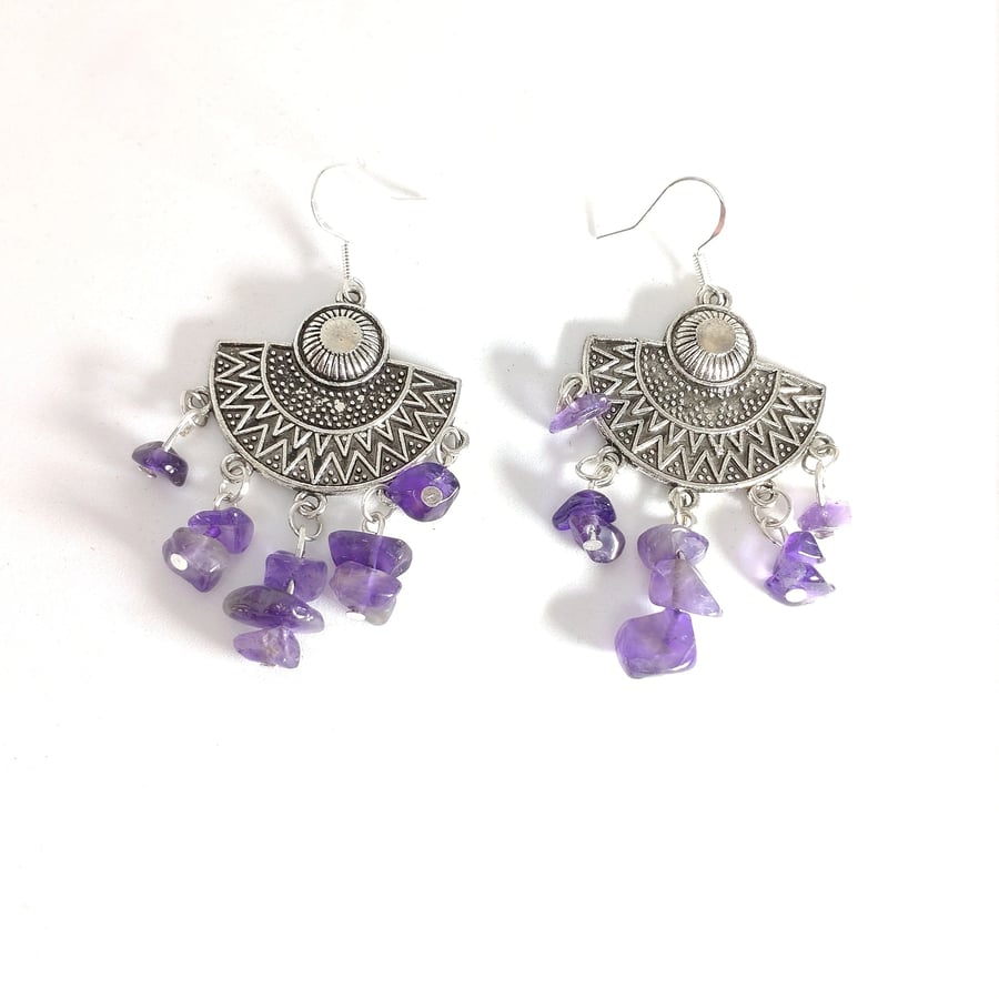 Women's Amethyst Chandelier Earrings