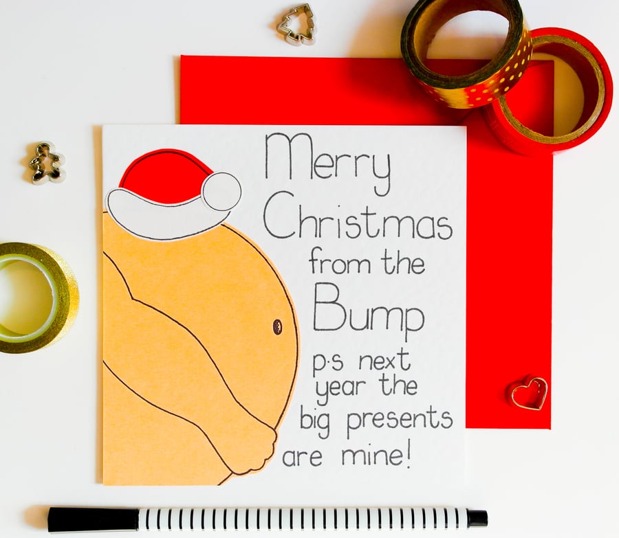 Christmas Card Fom The Baby Bump,  Christmas Card For Parents, Mum, Dad To Be