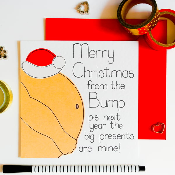Christmas Card Fom The Baby Bump,  Christmas Card For Parents, Mum, Dad To Be