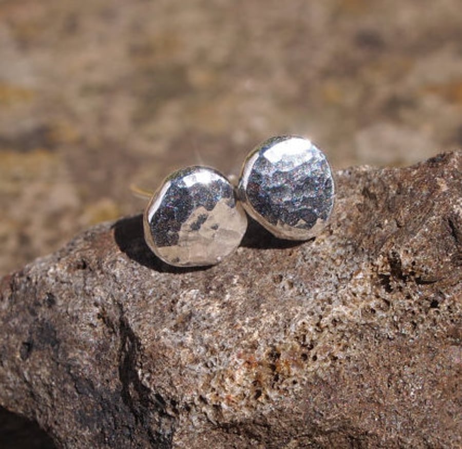 Recycled silver studs, hypoallergenic silver, 7mm diameter