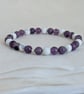 Crown chakra stretch gemstone bracelet with amethyst, lepidolite and howlite  - Image 1