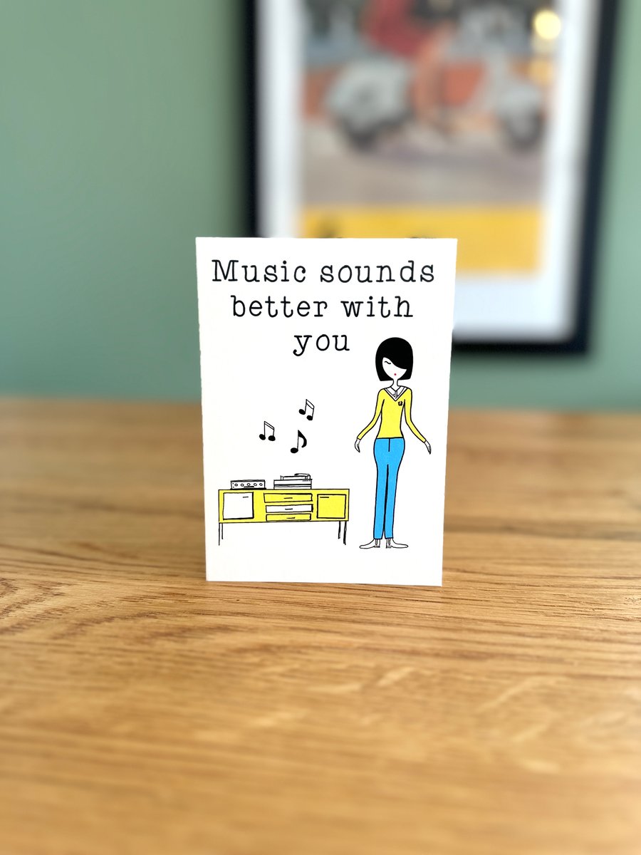 Music Sounds Better With You Greeting Card Mod Girl Dancing