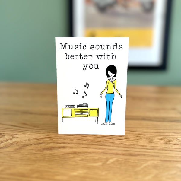 Music Sounds Better With You Greeting Card Mod Girl Dancing