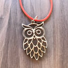 Wooden owl pendant necklace 