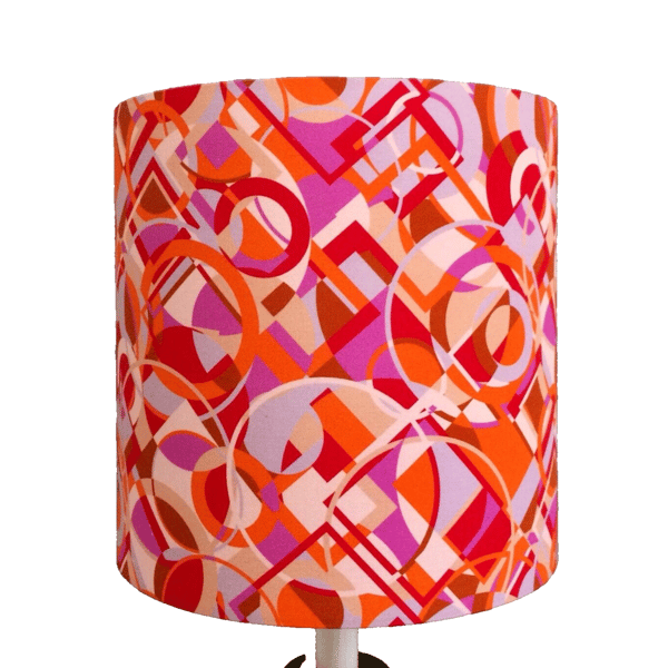Fab MOD Psychedelic OP ART 60s 70s Style lampshade in Orange Pink RETRO fabric