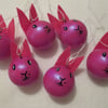 SALE Set of Pink Bunny Rabbit Bauble Head Hanging Christmas Tree Decorations