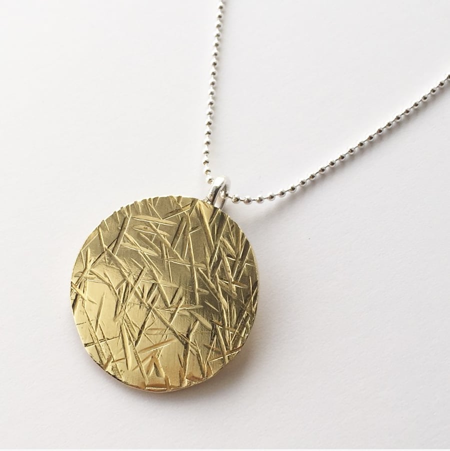 Brass Meadow medallion pendant with chain UNISEX