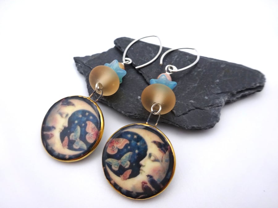 ceramic moon earrings