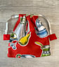 Red Drawstring Bag Vintage 1960s Kitchenalia Fabric  - Image 3