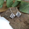 Sterling Silver Square Earrings, Textured Recycled Silver Droppers