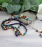 Long Mixed Rainbow Gemstone Tassle Necklace with Sterling Silver Accents