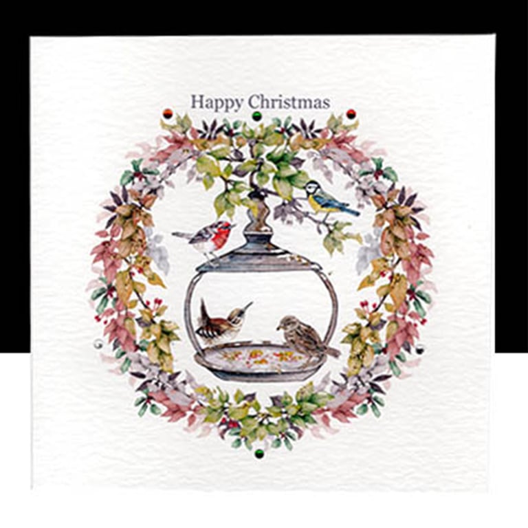 A Luxury Christmas Garden Bird Garland – Handmade Card 