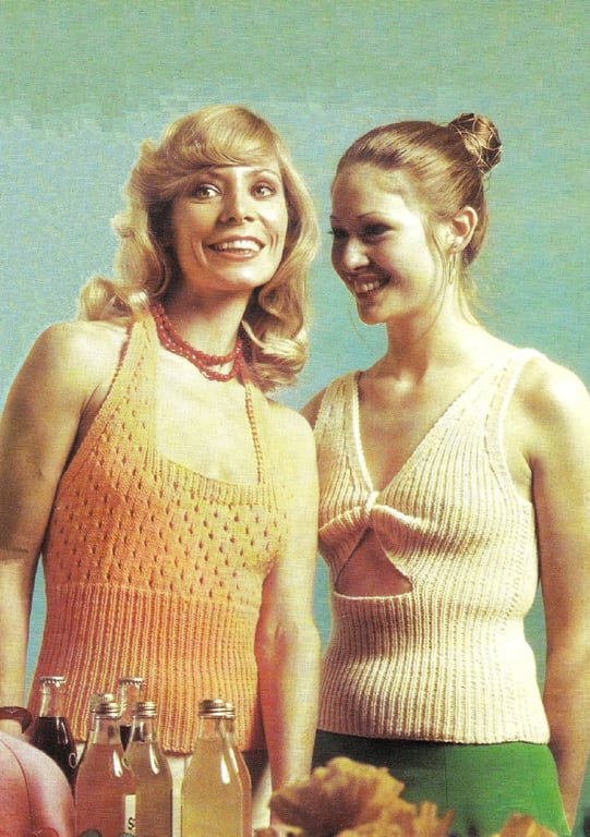 VINTAGE KNITTING PATTERN Ladies Hi Waisters Summer Tops 