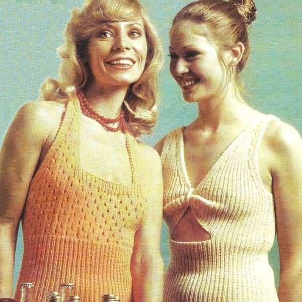 VINTAGE KNITTING PATTERN Ladies Hi Waisters Summer Tops 