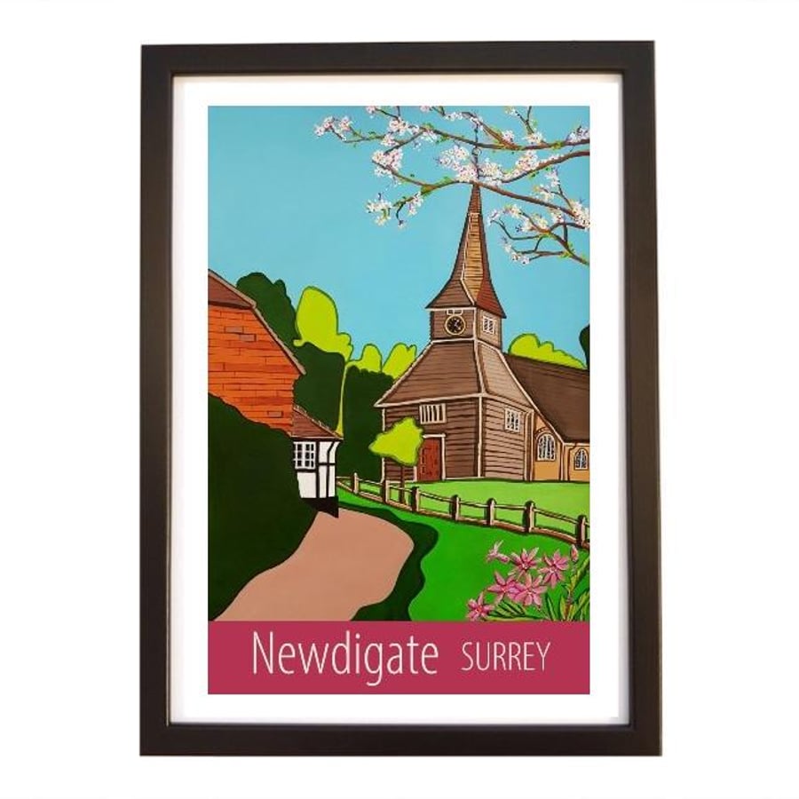 Newdigate, Surrey print - black frame